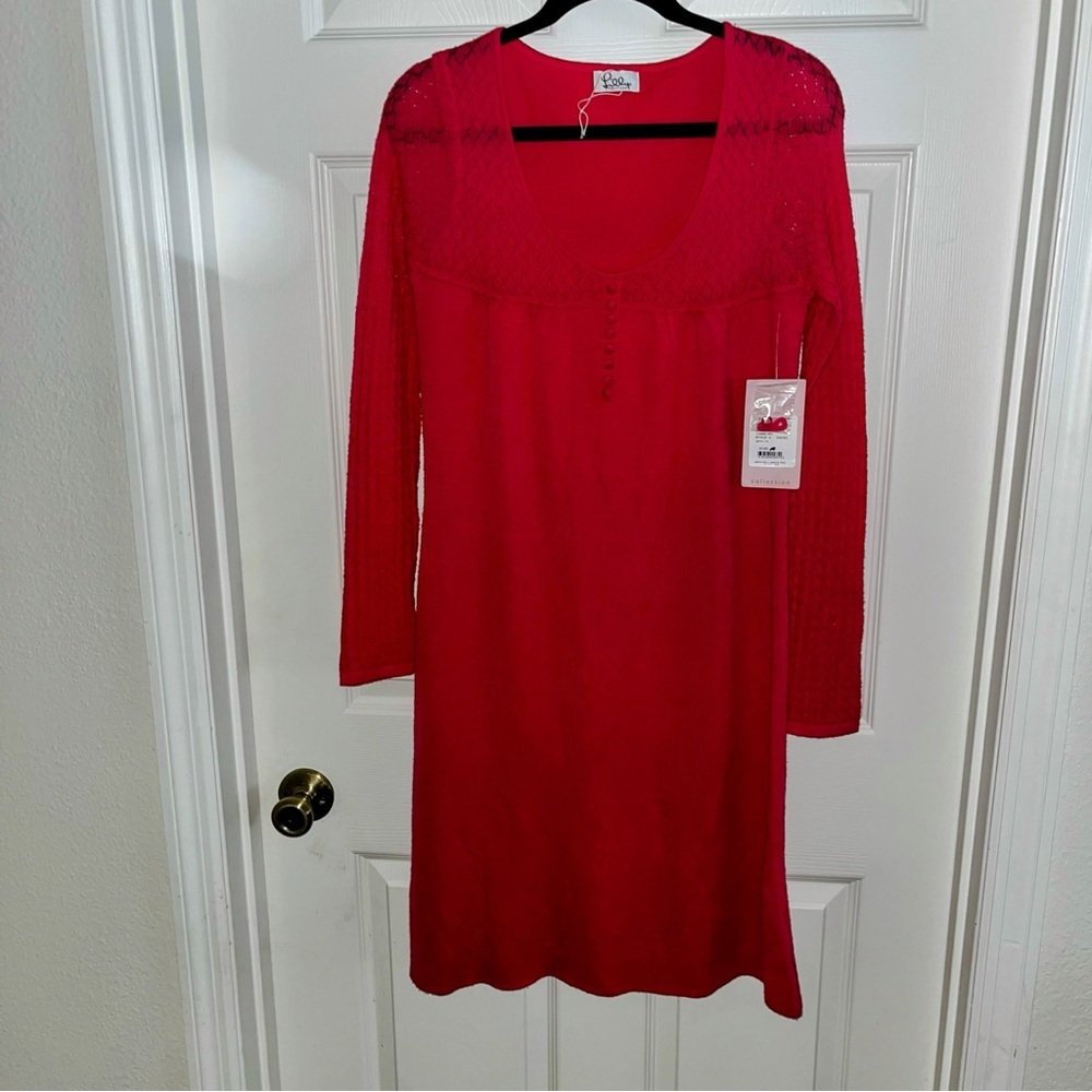 Lilly Pulitzer Alessandra dark pink fuchsia knit sweater dress new nwt large L - Picture 2 of 10